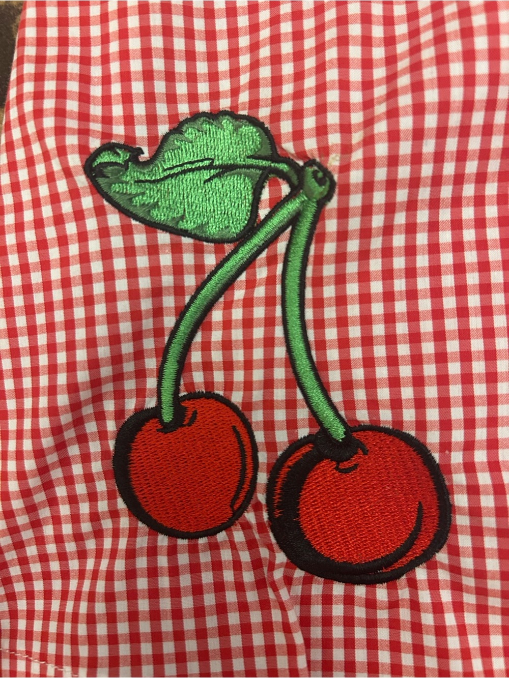 Sourpuss Red and White Gingham Dress with Eyelet Lace Size LARGE - Picture 5 of 5